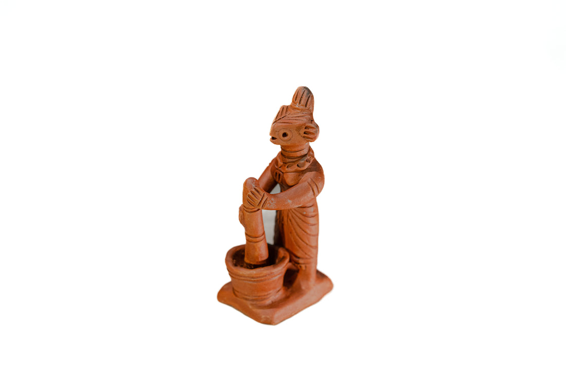 Traditional Tepa Putul –  Clay Doll with Mortar & Pestle