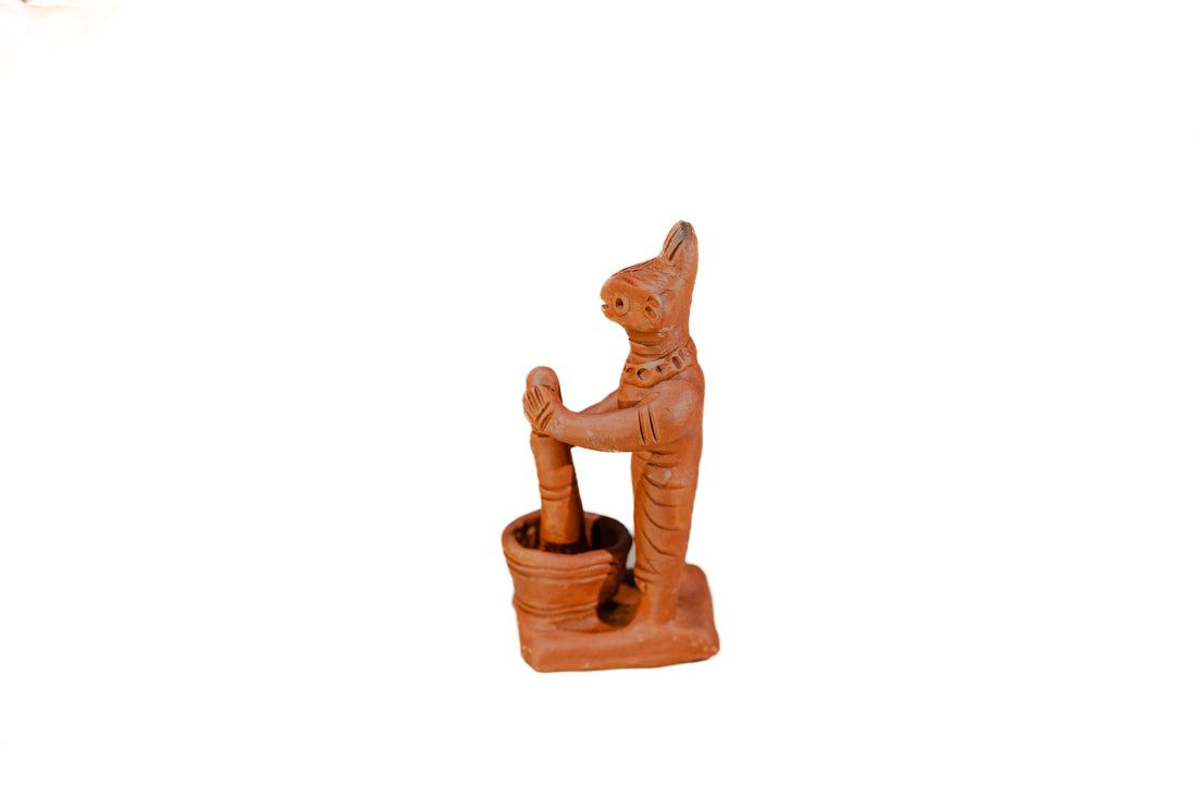 Traditional Tepa Putul –  Clay Doll with Mortar & Pestle