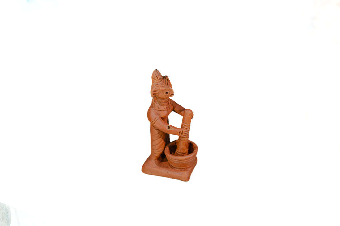 Traditional Tepa Putul –  Clay Doll with Mortar & Pestle