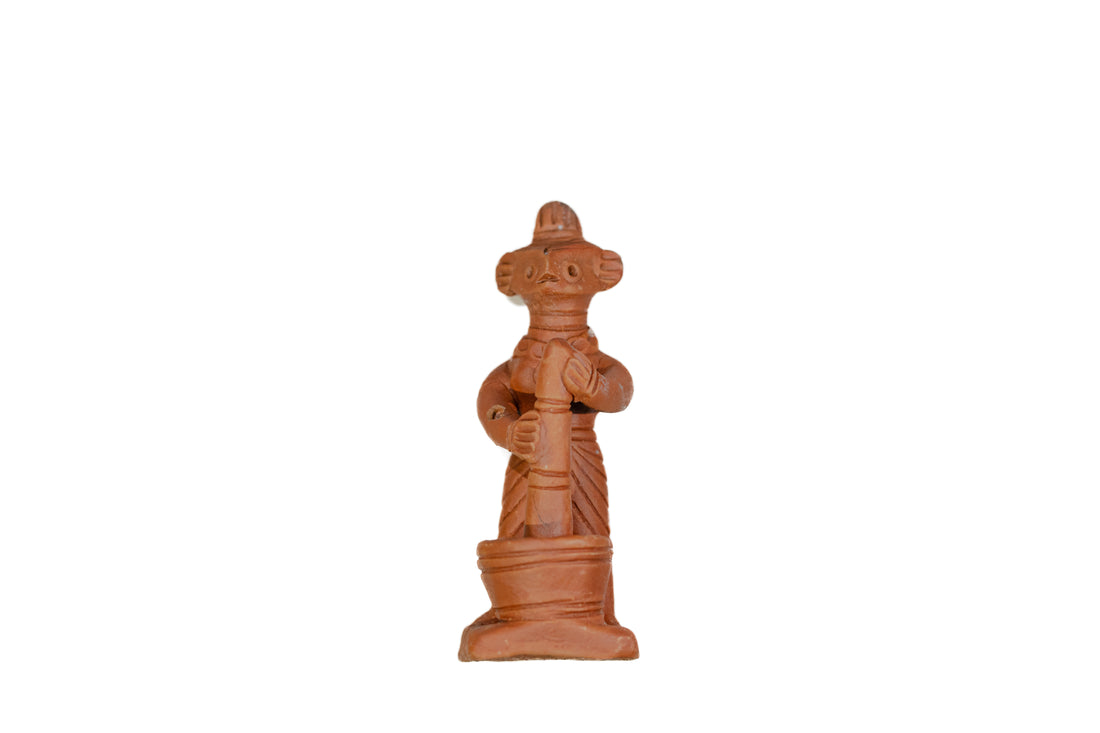 Traditional Tepa Putul –  Clay Doll with Mortar & Pestle