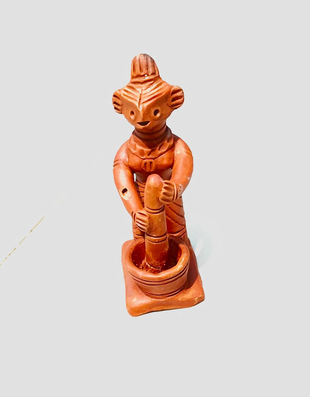 Traditional Tepa Putul (Clay Doll with Mortar & Pestle) – Handmade Terracotta Figurine from Bangladesh
